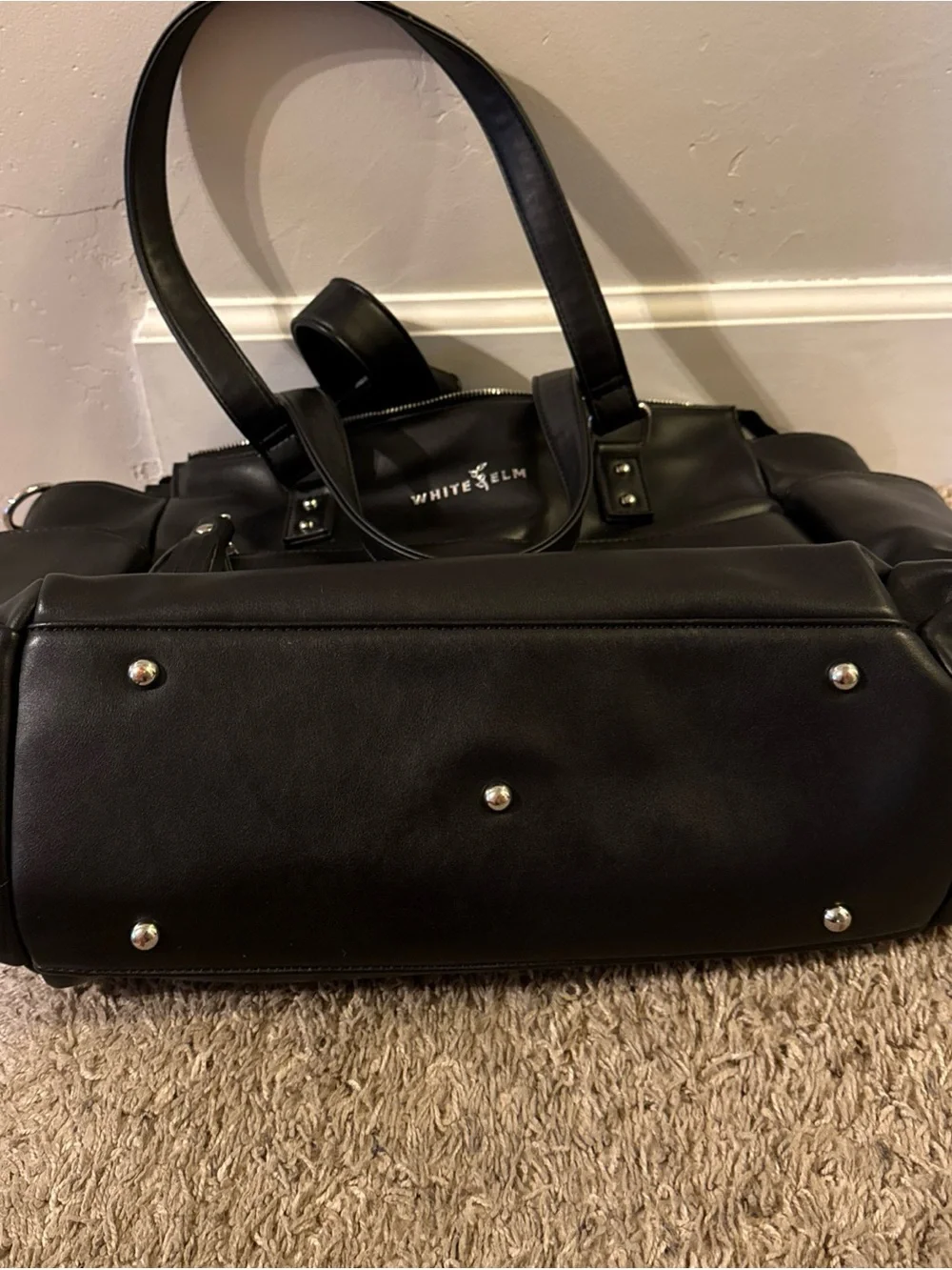 White Elm Black Laptop Tote with Tassel Zip Pocket